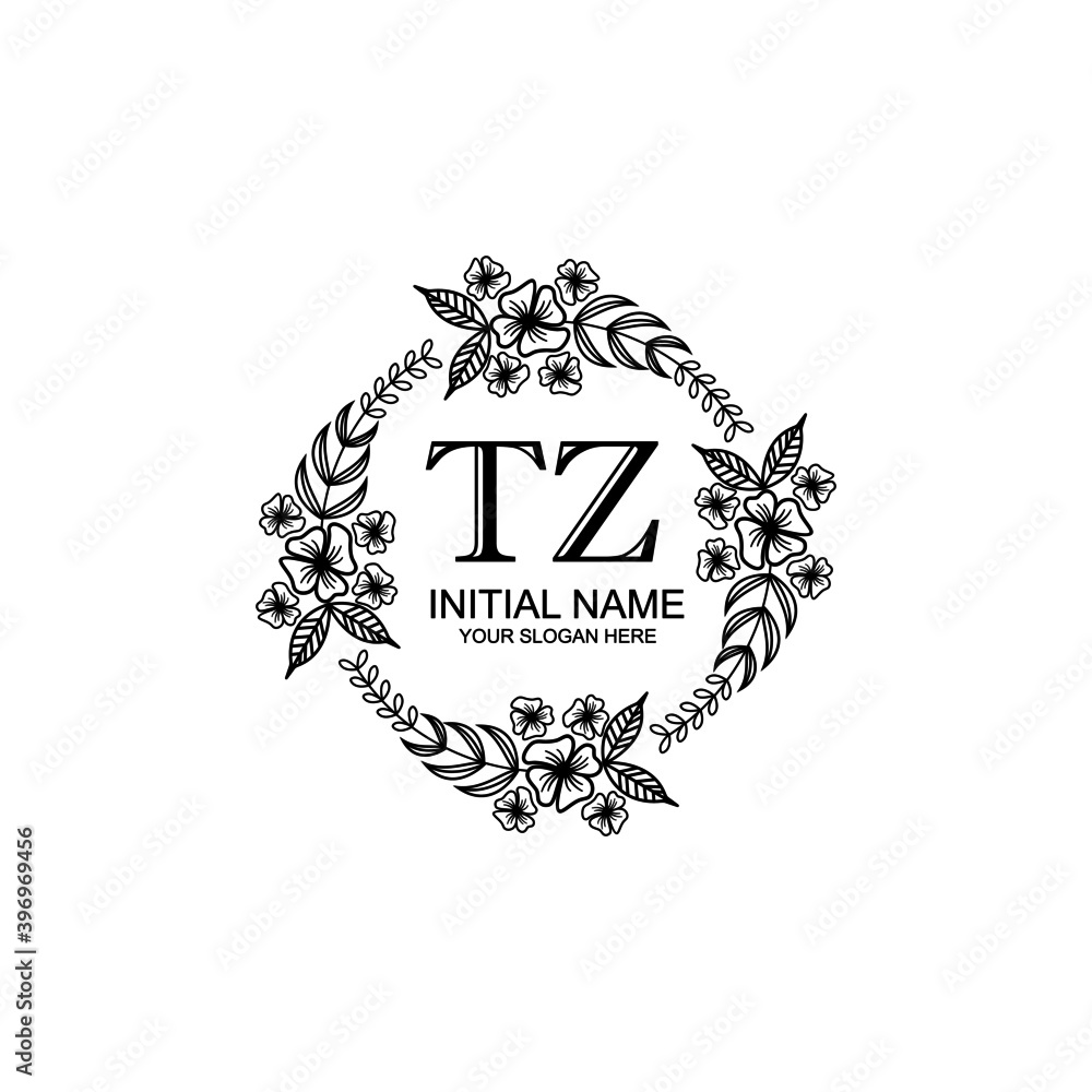 TZ Initial handwriting logo template vector TZ Initial handwriting logo template vector