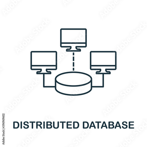 Distributed Database icon. Line style element from data organization collection. Thin Distributed Database icon for templates, infographics and more