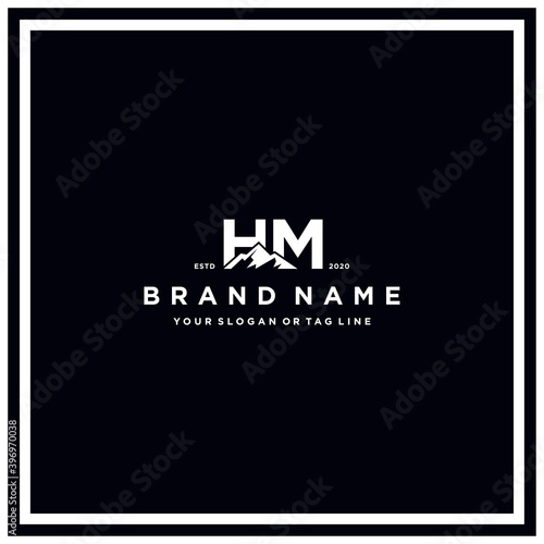 letter HM mountain logo design vector