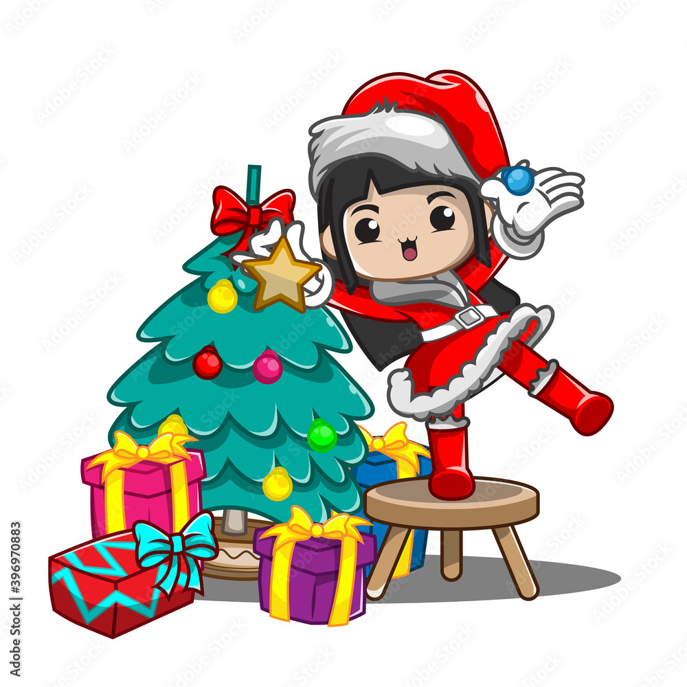 Cute girl ilustration for christmas day_30 Cute girl ilustration for christmas day_30