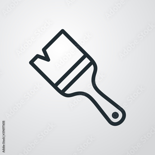 Logotipo pincel de pintura con lineas en fondo gris