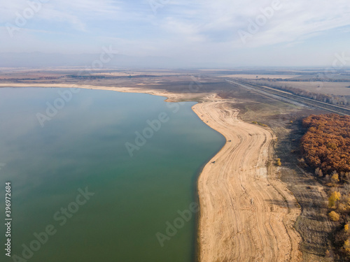 Aerial view of Pyasachnik (Sandstone) Reservoir, Bulgaria