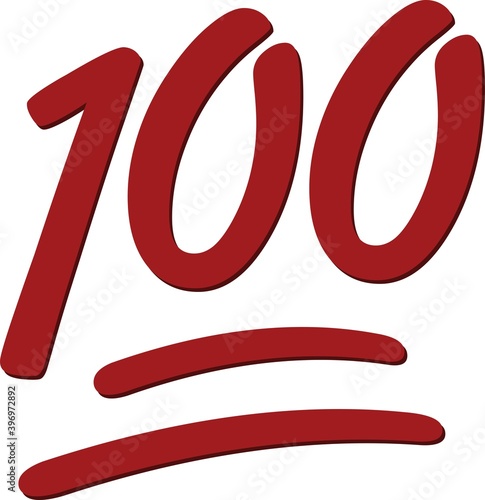 Vector illustration of emoticon of number one hundred