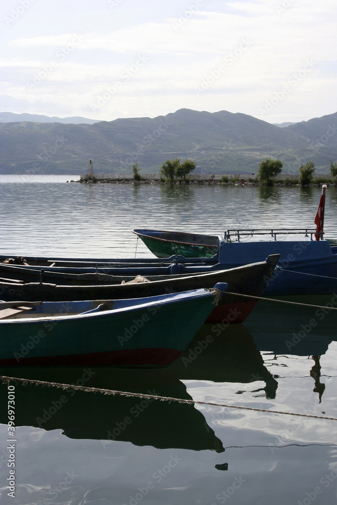 Fishing boats in Beysehir Lake.  Turkey.