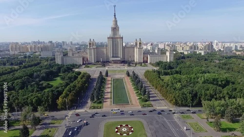 general, application aerial view of Moscow State University in summer