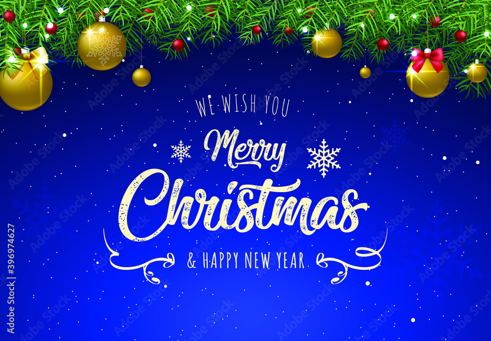 3D High Quality Merry Christmas and Happy New Year Background with Falling Snow . Isolated Vector Elements