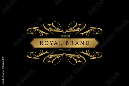 luxurious crest logo for boutique, royal wedding organizer, bridal, fashion apparel