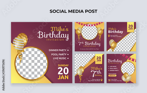 Photography Birthday party invitation social media banner template
