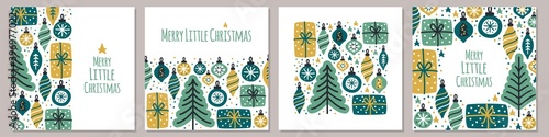 Cute set of winter holidays Christmas backgrounds