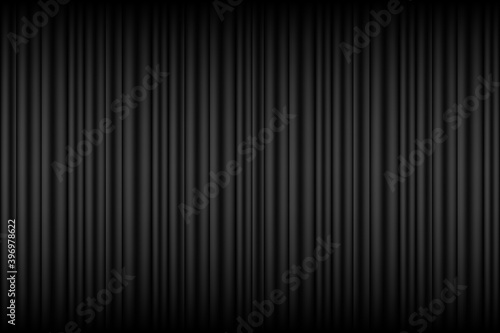 Black Curtain Background. Celebration Event or Grand Opening Backdrop. Wallpaper. Vector