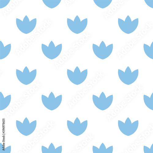 Cute vector abstract floral pattern in white and blue tones.