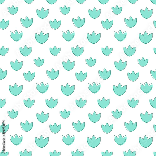 Cute vector abstract floral pattern in white and green tones.