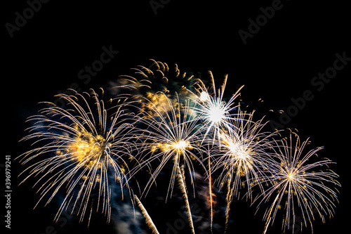 Abstract colorful firework display for celebration anniversary