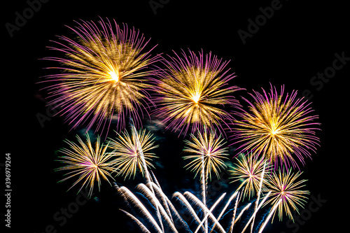 Abstract colorful firework display for celebration anniversary