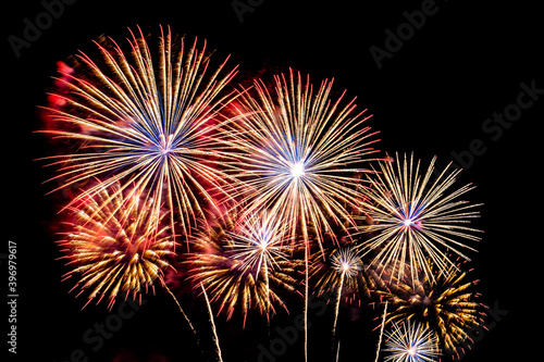 Abstract colorful firework display for celebration anniversary