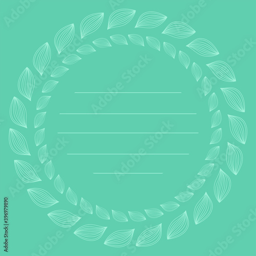 Natural vector frame. Contour linear leaves template