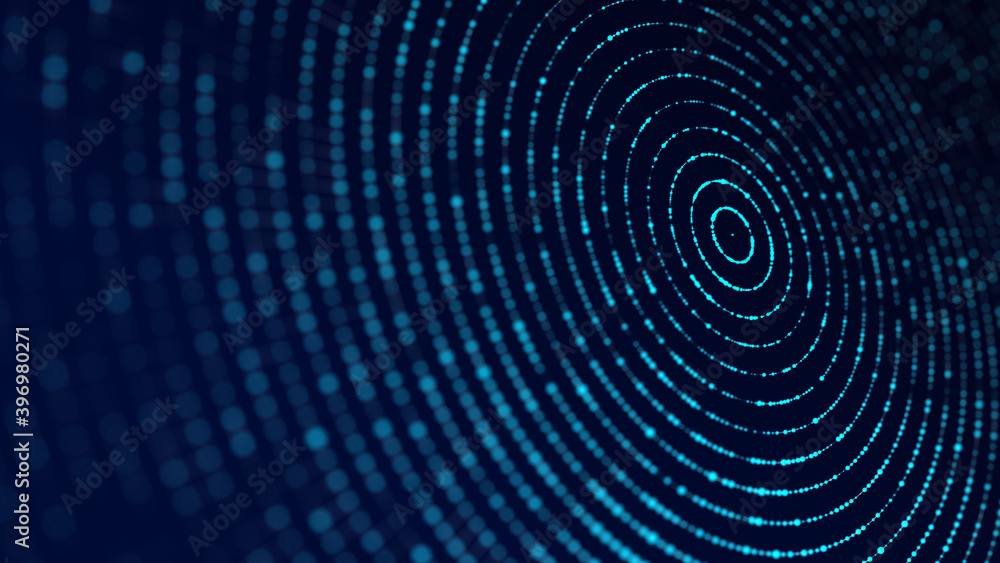 Digital dynamic wave of particles. Abstract blue futuristic background. Big data visualization. 3D rendering. Digital dynamic wave of particles. Abstract blue futuristic background. Big data visualization. 3D rendering.