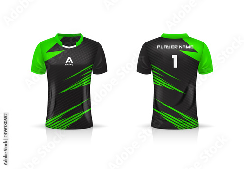 Specification Soccer Sport , Esport Gaming T Shirt Jersey template. mock up uniform . Vector Illustration design