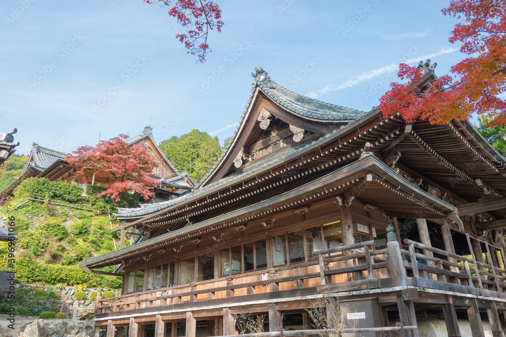 Kyoto, Japan - Autumn leaf color at Yoshiminedera Temple in Kyoto, Japan. The Temple originally built in 1029.