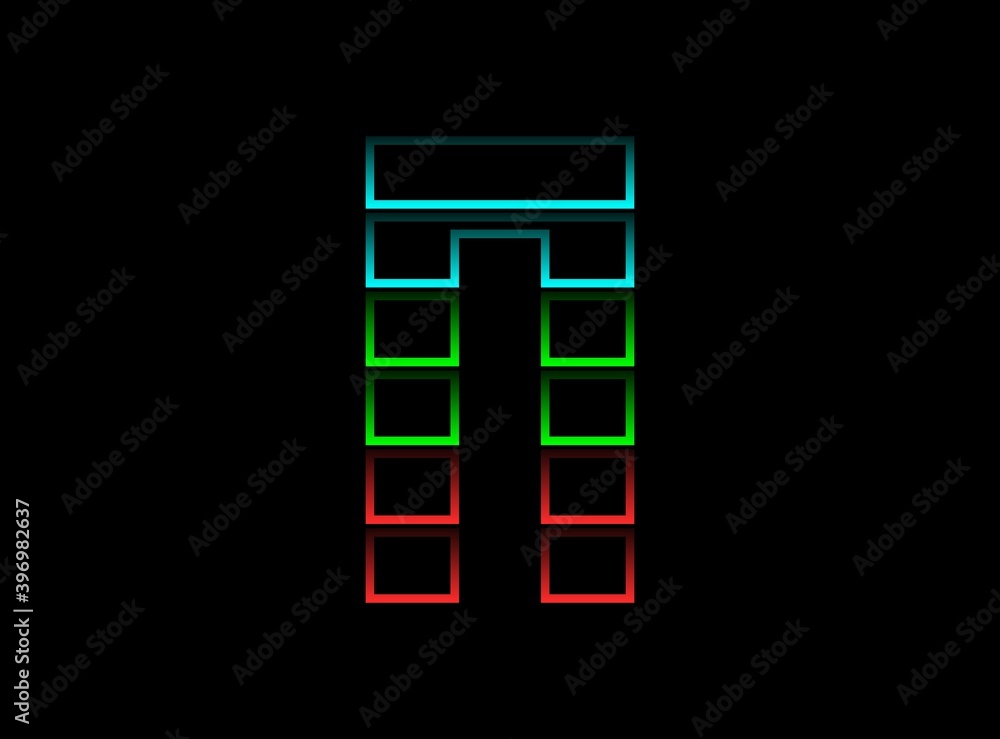 I letter font logo, Rgb color vector design. Dynamic split red, green, blue color on black background. For social media,design elements, creative poster, web template and more