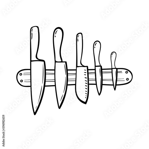 doodle Set of Kitchen Knife Vector Illustration Hand Drawn Cartoon Art