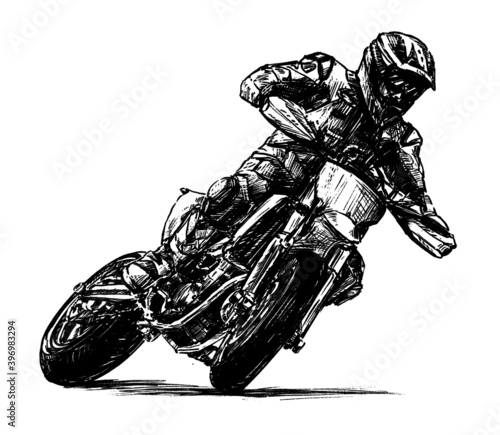 sketch of motorcycle racing hand draw