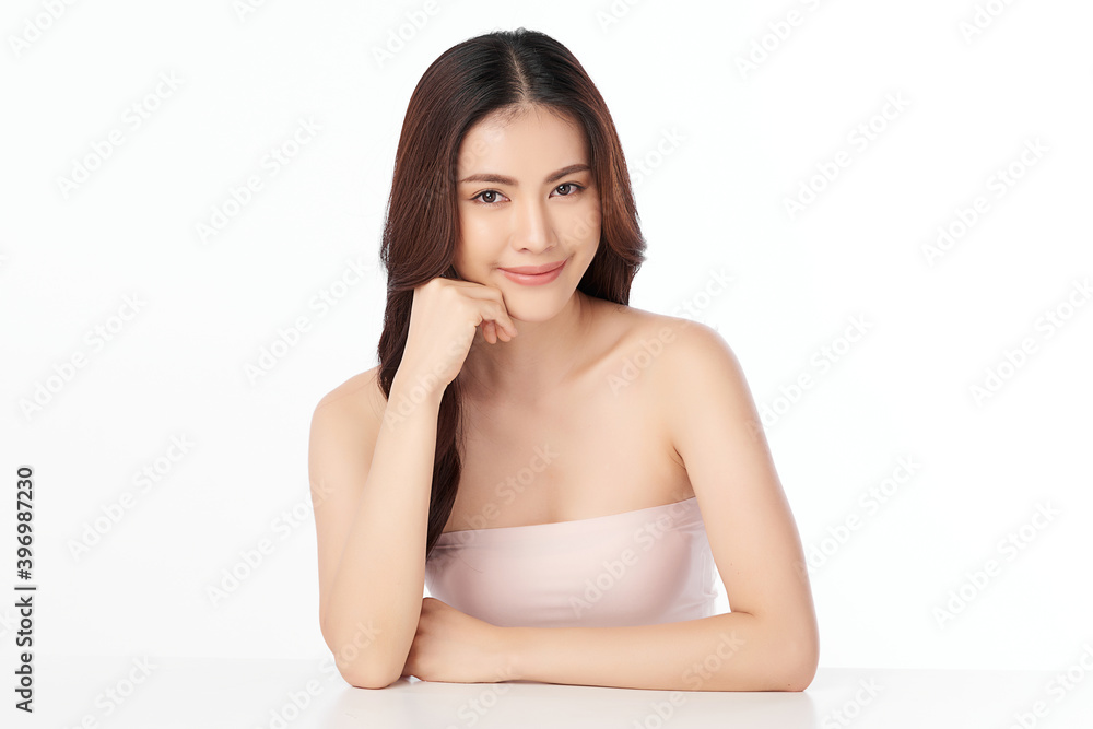 Beautiful young asian woman with clean fresh skin on white background, Face care, Facial treatment, Cosmetology, beauty and spa, Asian women portrait Beautiful young asian woman with clean fresh skin on white background, Face care, Facial treatment, Cosmetology, beauty and spa, Asian women portrait