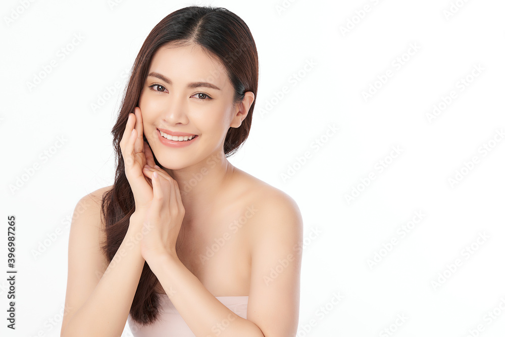 Beautiful young asian woman with clean fresh skin on white background, Face care, Facial treatment, Cosmetology, beauty and spa, Asian women portrait Beautiful young asian woman with clean fresh skin on white background, Face care, Facial treatment, Cosmetology, beauty and spa, Asian women portrait