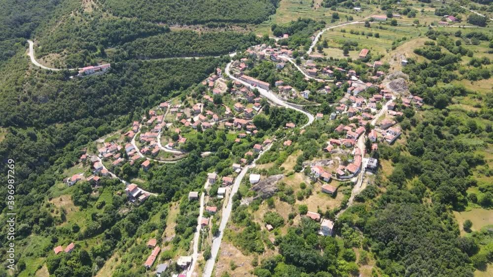 Aerial view of Village of Oreshets at Rhodope Mountains, Plovdiv Region, Bulgaria Aerial view of Village of Oreshets at Rhodope Mountains, Plovdiv Region, Bulgaria
