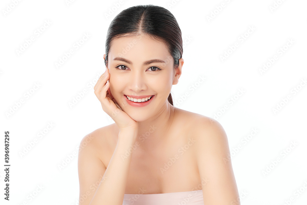 Beautiful young asian woman with clean fresh skin on white background, Face care, Facial treatment, Cosmetology, beauty and spa, Asian women portrait Beautiful young asian woman with clean fresh skin on white background, Face care, Facial treatment, Cosmetology, beauty and spa, Asian women portrait