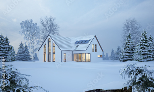 Modernes Haus in Winterlandschaft