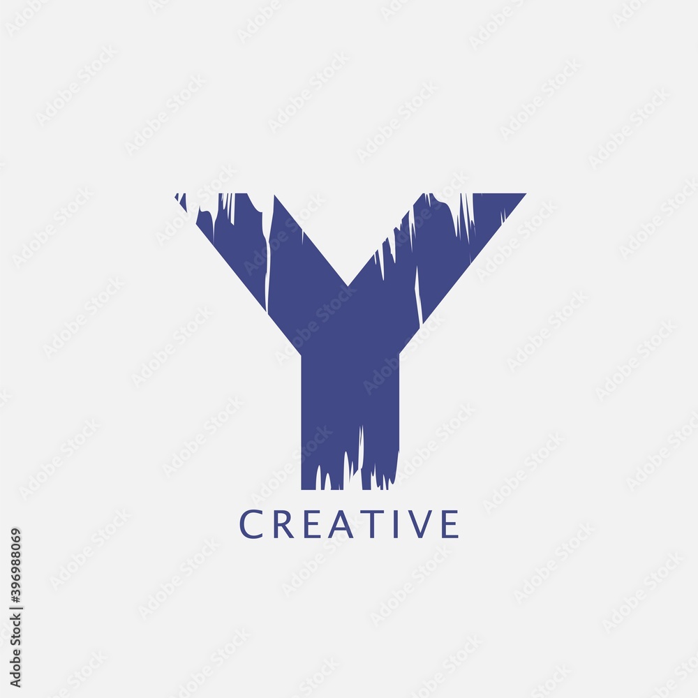 Letter Y Abstract Brush Stroke Logo design. Classy monogram Paint Logo Letter Icon with Elegant brush shape Design.
