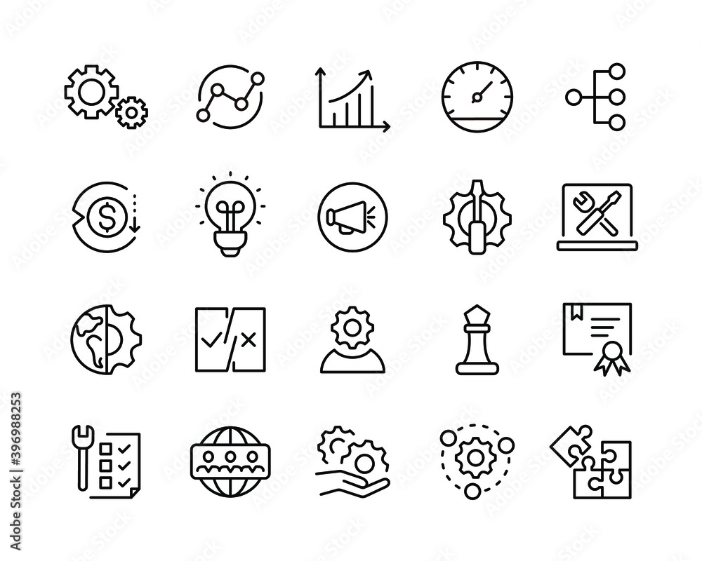 Fototapeta premium Product Management Icons. Editable Stroke. Vector Graphic