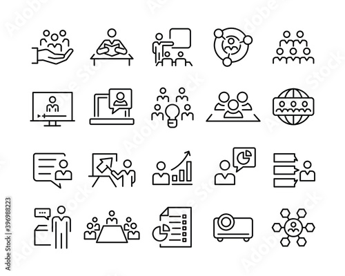 Presentation Icons. Editable Stroke. Vector Graphic