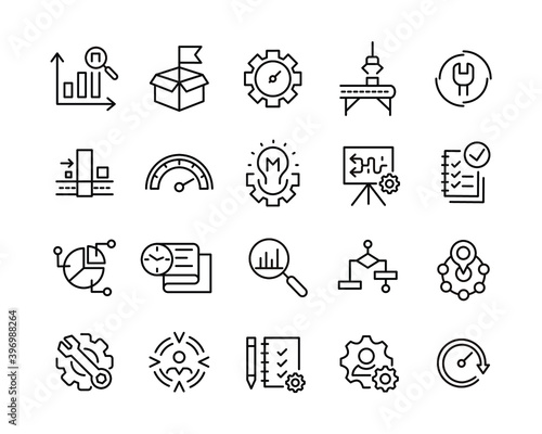 Product Management Icons. Editable Stroke. Vector Graphic