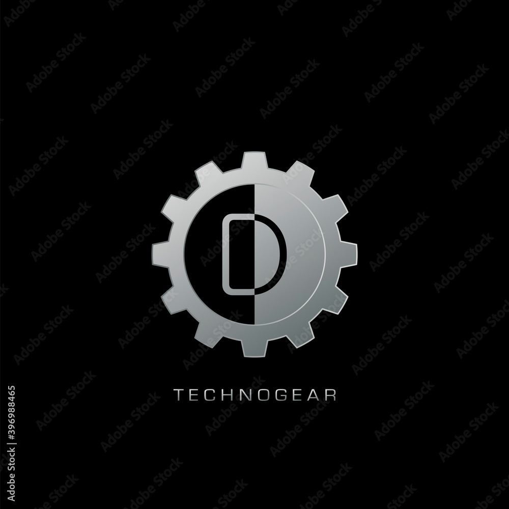 D Letter Logo Techno Gear. Silver vector design concept gear shape with letter logo for technology, business D Letter Logo Techno Gear. Silver vector design concept gear shape with letter logo for technology, business