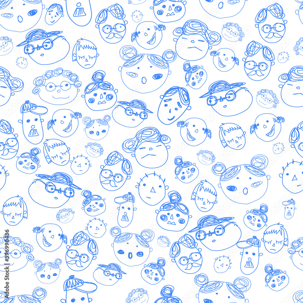 seamless pattern people faces group
