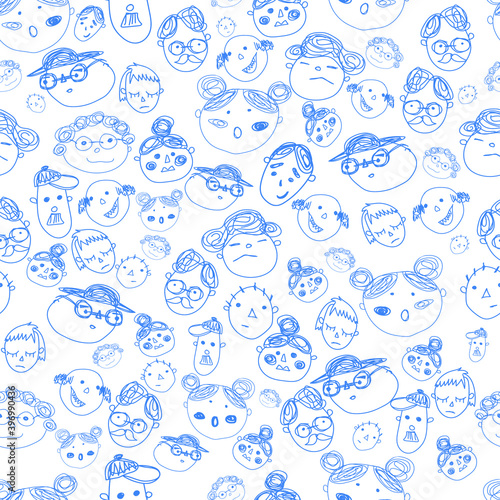 seamless pattern people faces group 