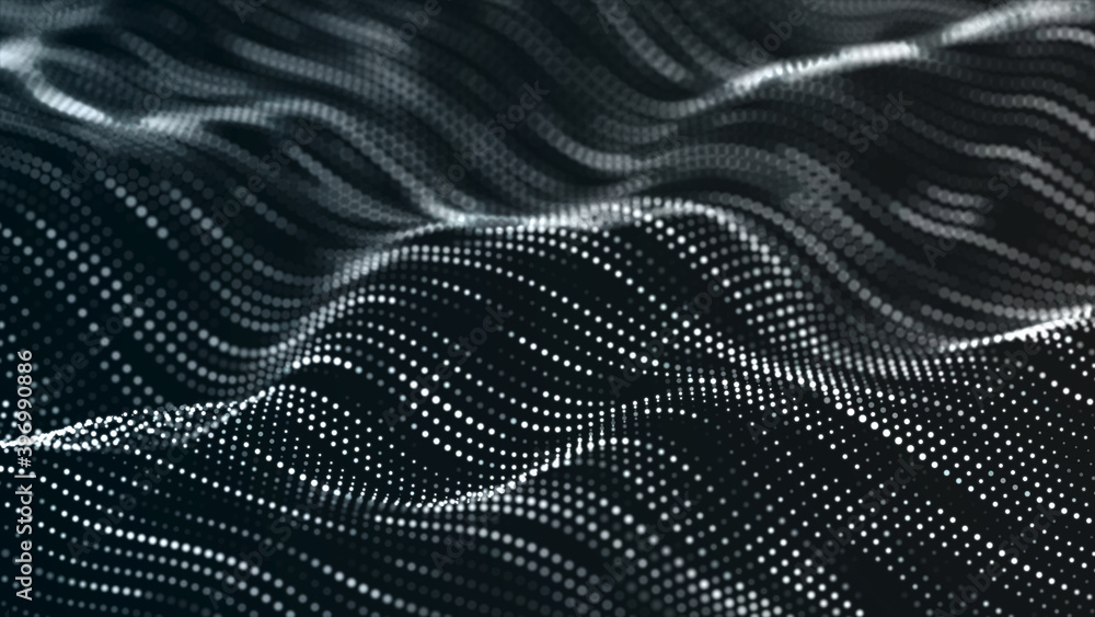 Digital wave with meny dots. Abstract backdrop of dynamic wave. Technology or science banner. 3d Digital wave with meny dots. Abstract backdrop of dynamic wave. Technology or science banner. 3d