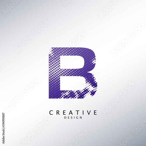 Abstract Halftone Initial Letter B Logo icon, design concept abstract techno halftone shape with letter B logo icon
