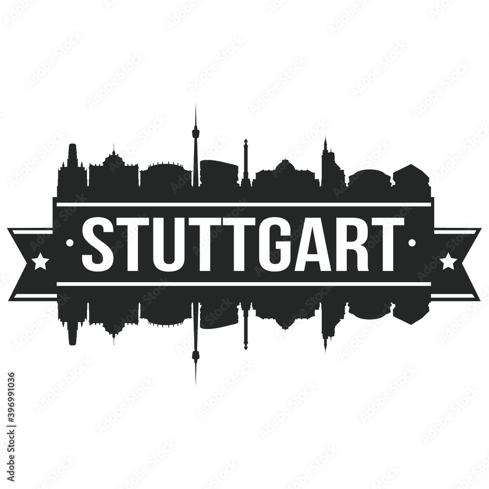 Stuttgart Germany Europe Skyline Silhouette Design City Vector Art Famous Buildings Stamp.