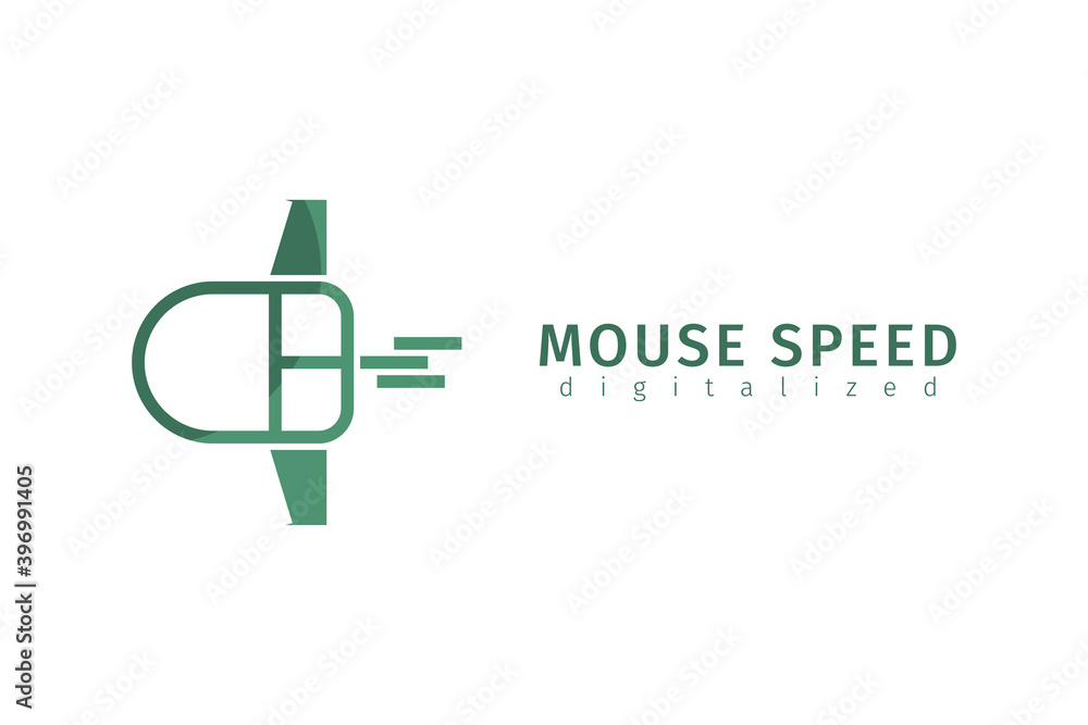 mouse speed logo for internet services, computer and laptop or gadget optimization
