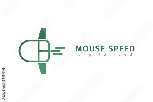 mouse speed logo for internet services, computer and laptop or gadget optimization