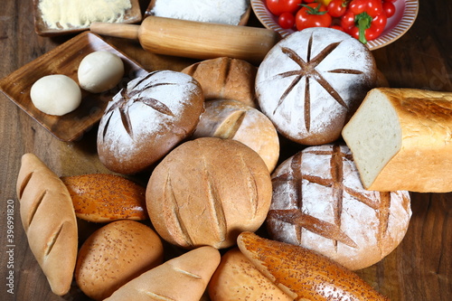 Different kinds of fresh bread