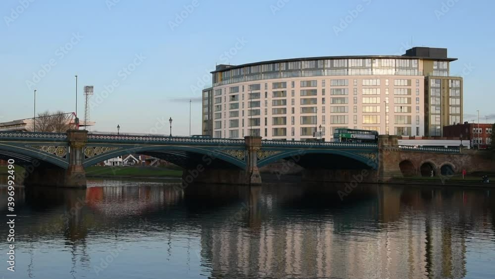 The famous Trent Bridge over the river with the Nottingham Forest City Ground in the background. The development of Bridgford House. The former Rushcliffe Civic Centre council building. The famous Trent Bridge over the river with the Nottingham Forest City Ground in the background. The development of Bridgford House. The former Rushcliffe Civic Centre council building.