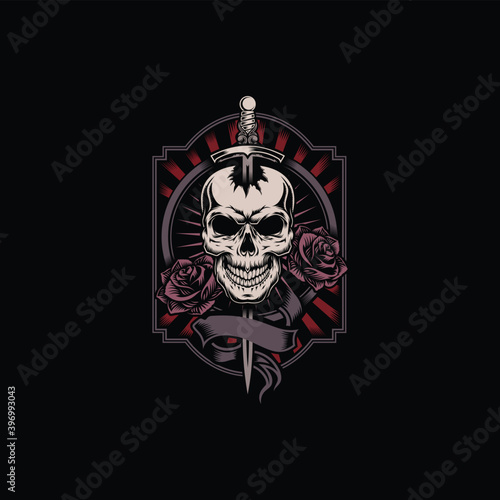Skull and sword illustration