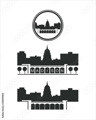 madison landmark. vector art.