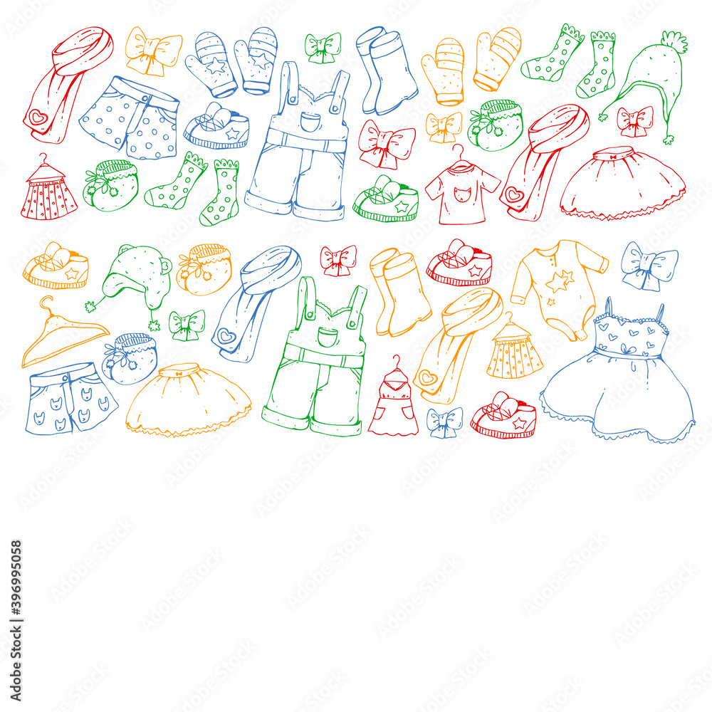 Children clothes. Background for babies, kids patterns. Children clothes. Background for babies, kids patterns.