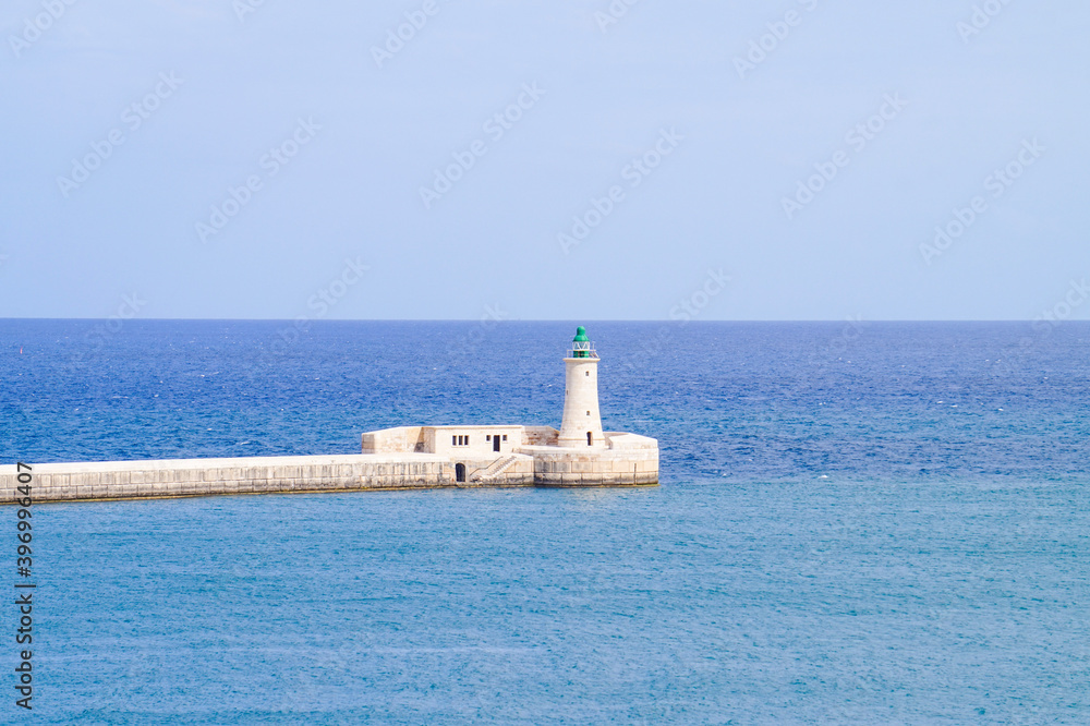 St. Elmo Lighthouse at the entrance to the Grand Harbour in Malta
