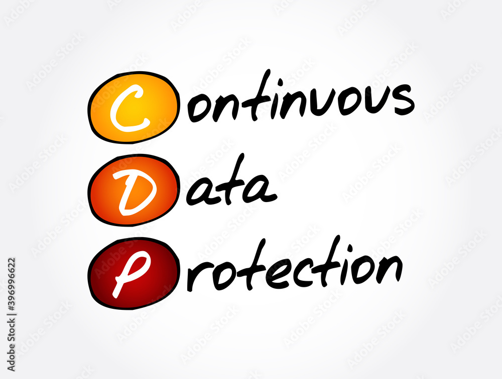 CDP - Continuous Data Protection acronym, technology concept background CDP - Continuous Data Protection acronym, technology concept background